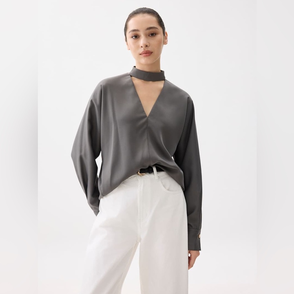 Love Bonito Sally Satin V-neck Batwing Blouse